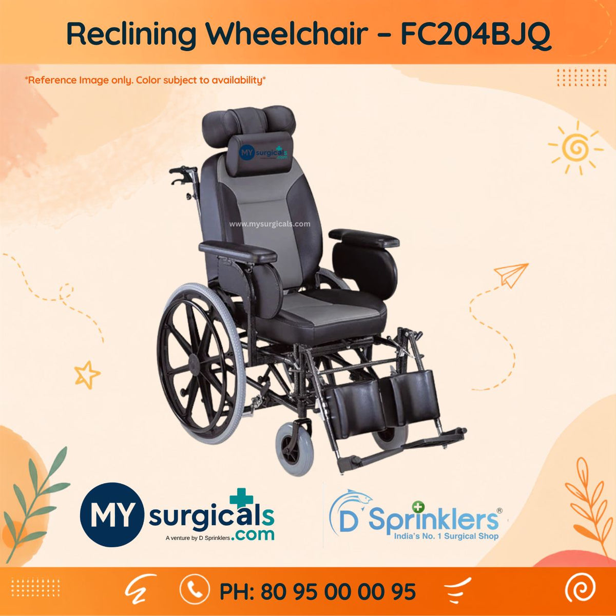Reclining Wheelchair FC204BJQ Powder Coated