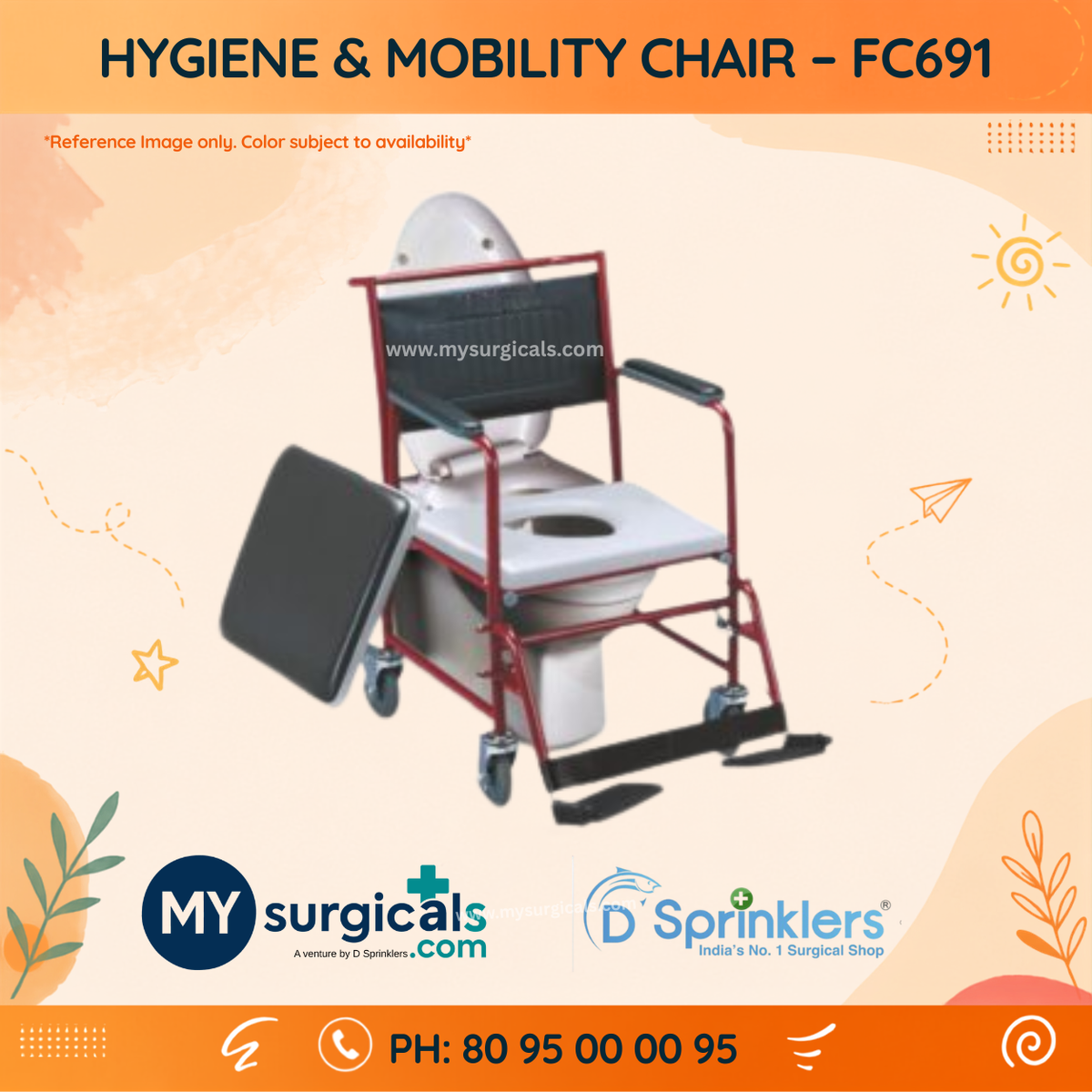 Hygiene & Mobility Wheelchair - Comfortable Commode Support for Daily Care