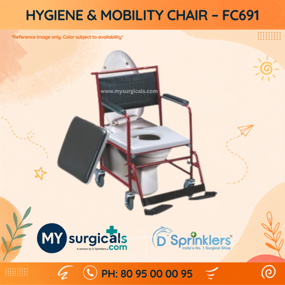 Hygiene & Mobility Wheelchair - Comfortable Commode Support for Daily Care