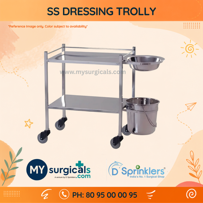 Stainless Steel Dressing Trolley for Clinical Care
