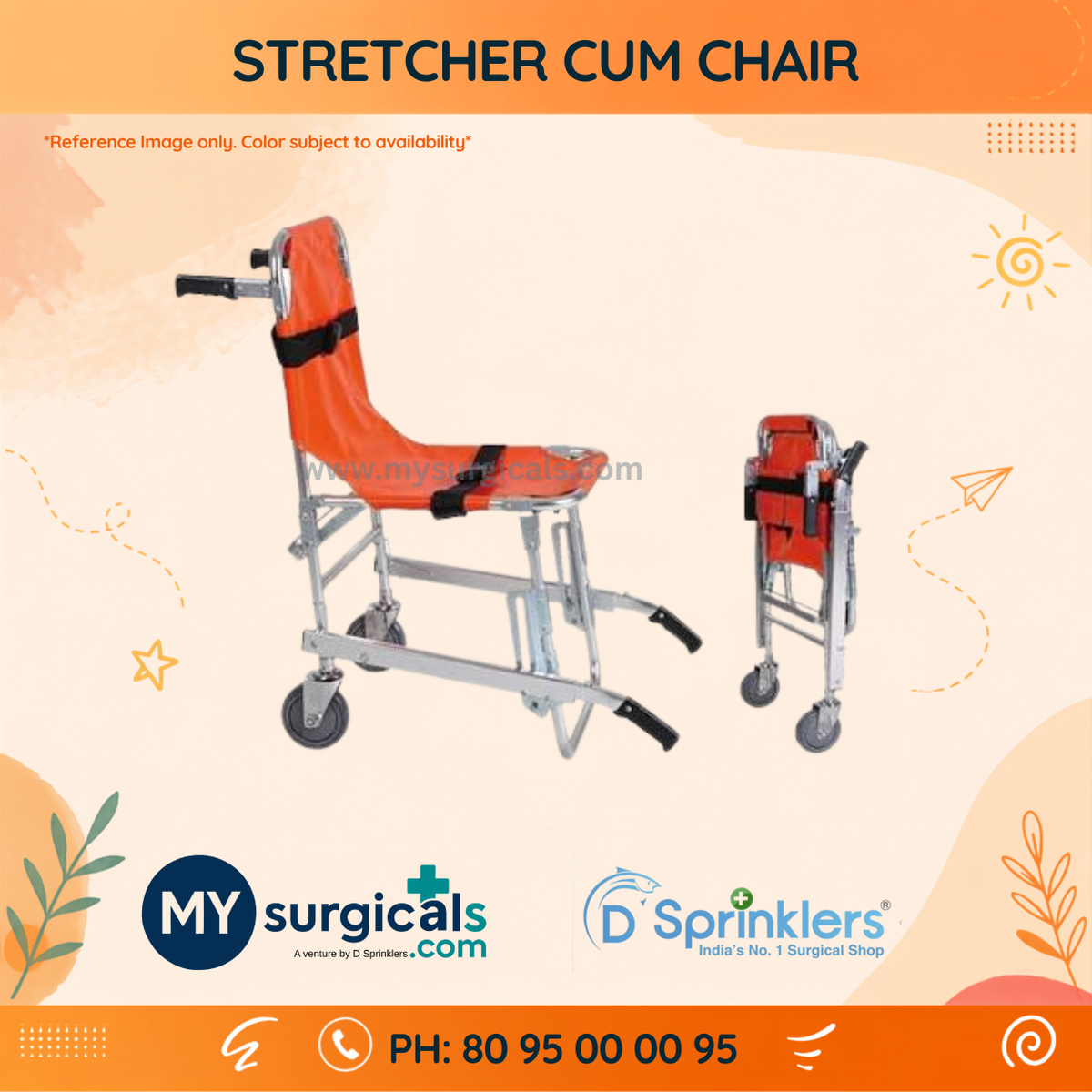 Emergency Stretcher Cum Chair for Patient Transport