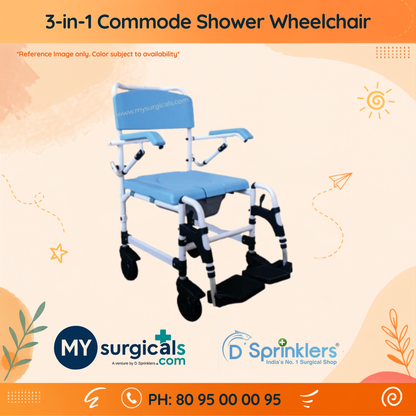 3-in-1 Commode Shower Wheelchair