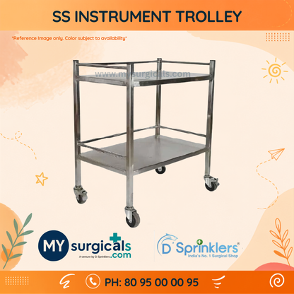 Stainless Steel Instrument Trolley for Efficient Clinical Care