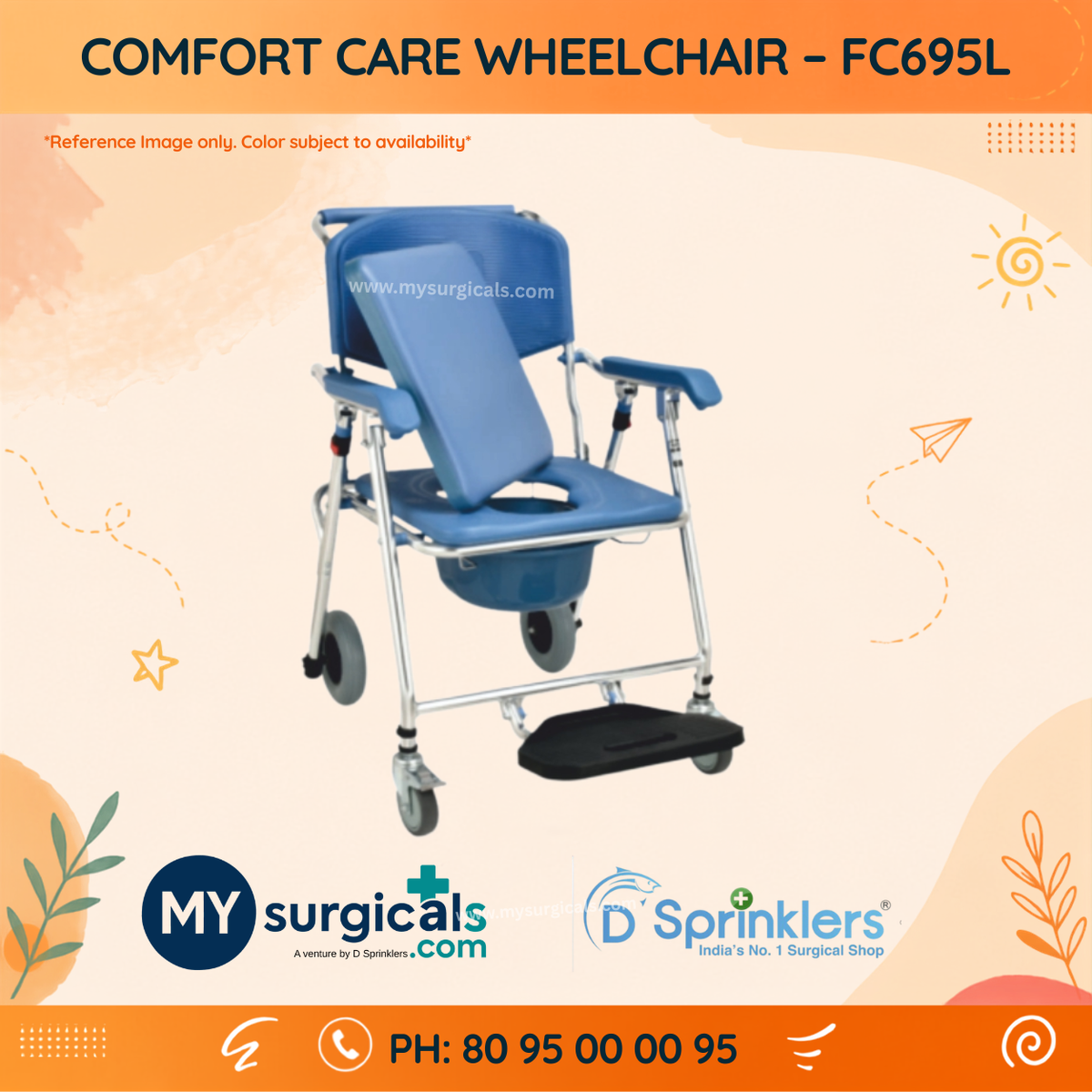 Comfort Care Wheelchair for Mobility & Personal Hygiene