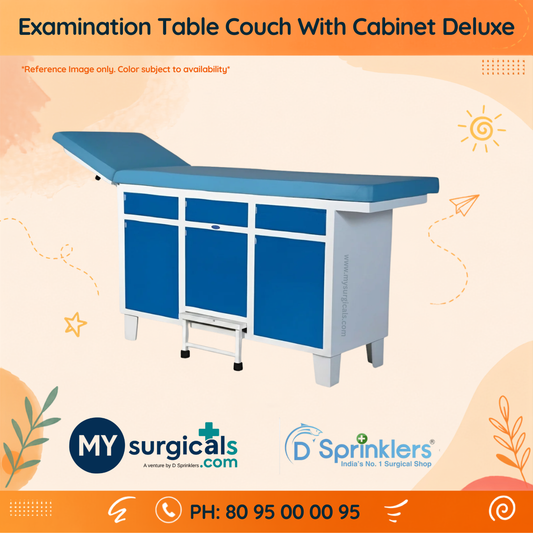 Examination Table Couch With Cabinet Deluxe with Step Stool