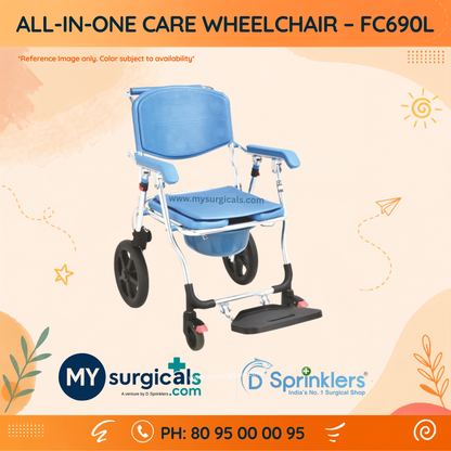 Mobility & Commode Support Wheelchair for Daily Care