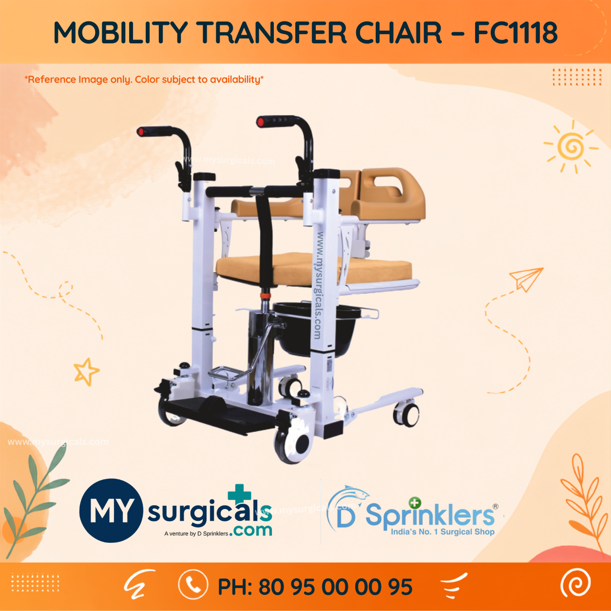 Patient Transfer Wheelchair - Compact & Convenient Assisted Transfer Solution