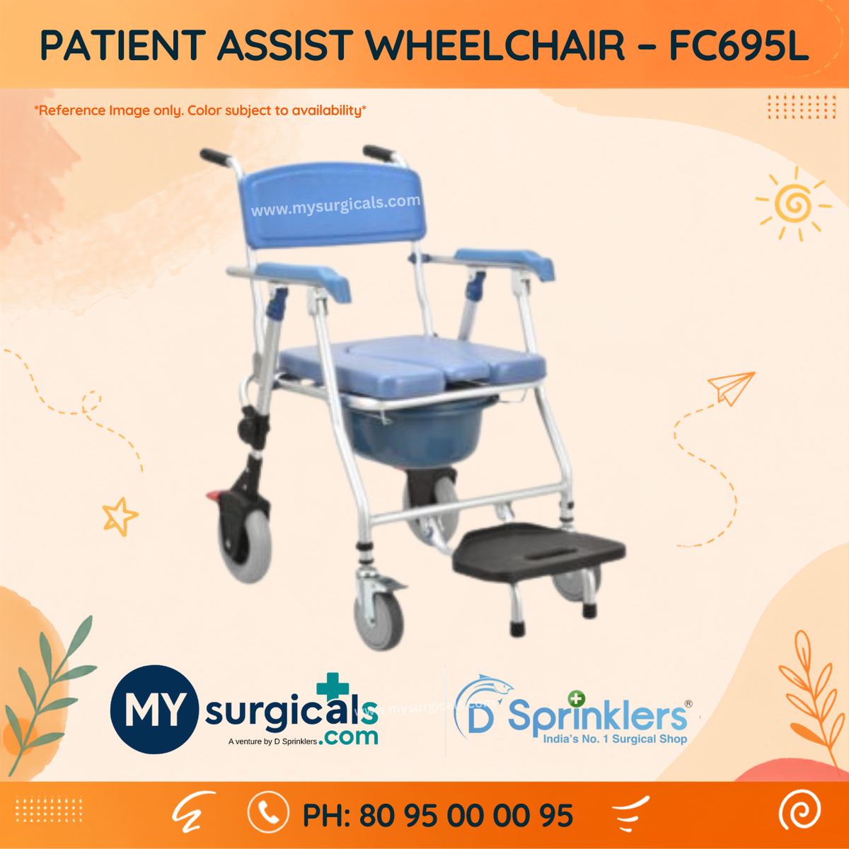 Patient Assist Wheelchair for Mobility & Personal Care
