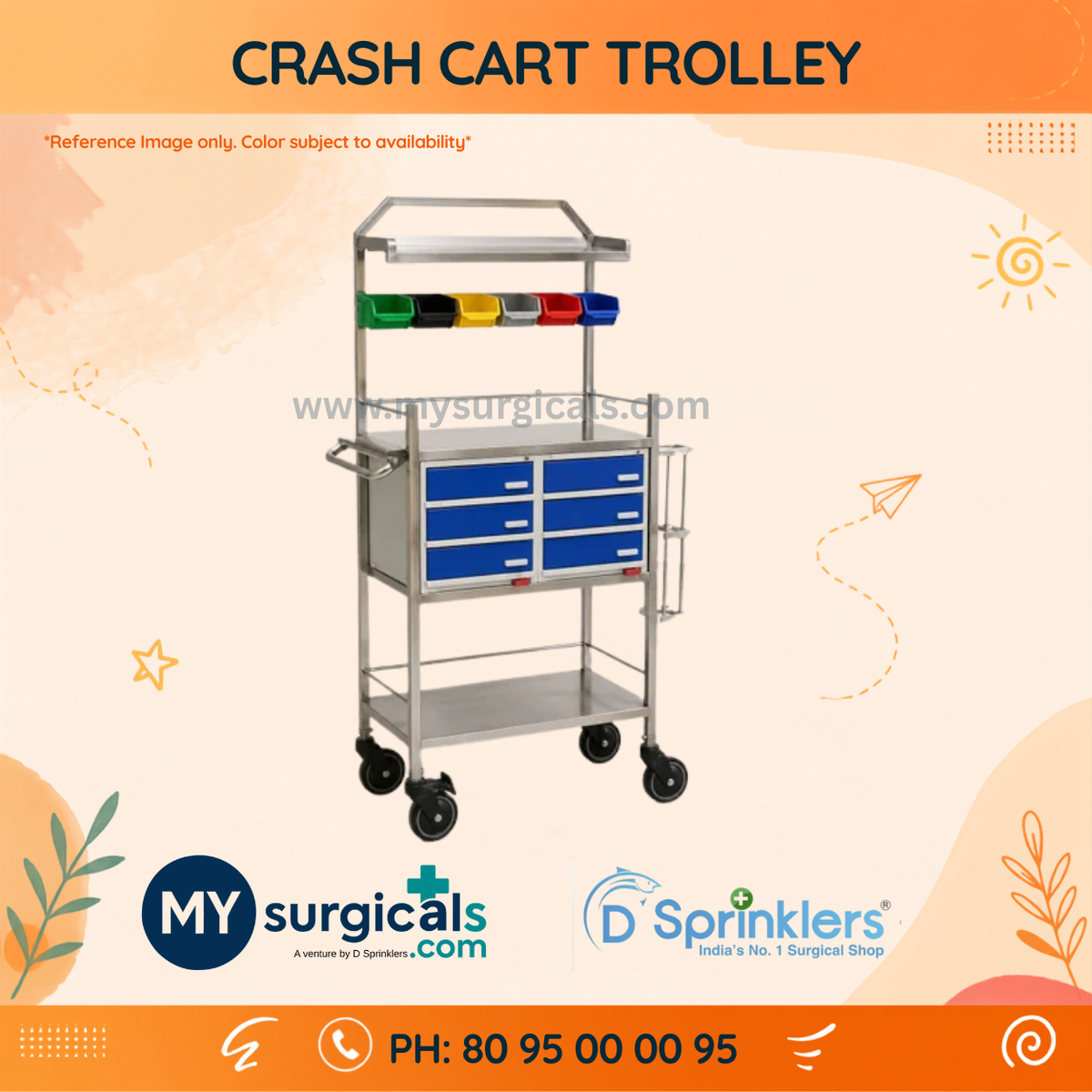 Emergency Crash Cart Trolley for Critical Care