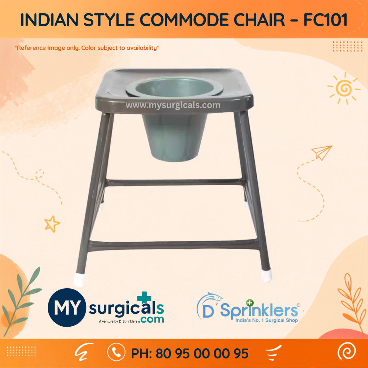 Indian Style Commode Chair for Comfortable Patient Care