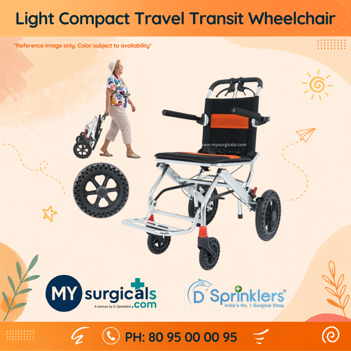 Light Compact Travel Transit Flight/Train Wheelchair
