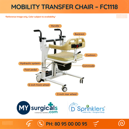 Patient Transfer Wheelchair - Compact & Convenient Assisted Transfer Solution
