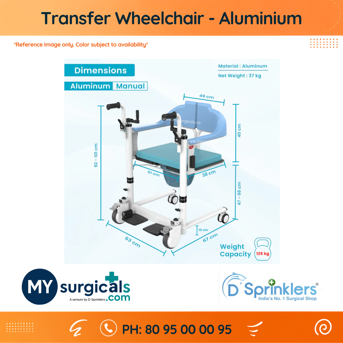 Transfer Wheelchair - Aluminium