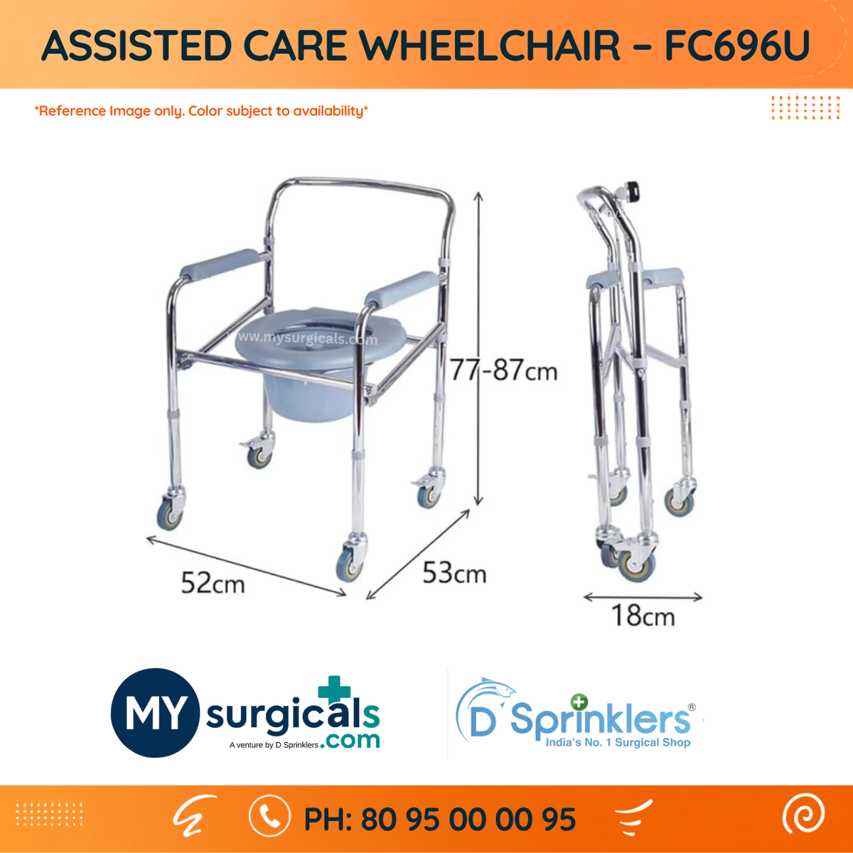 Assisted Care Wheelchair for Mobility & Hygiene Support