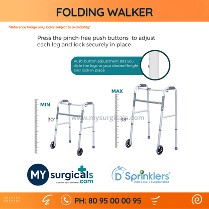 Folding Height Adjustable with Front Wheel Walker for Convenient Everyday Mobility
