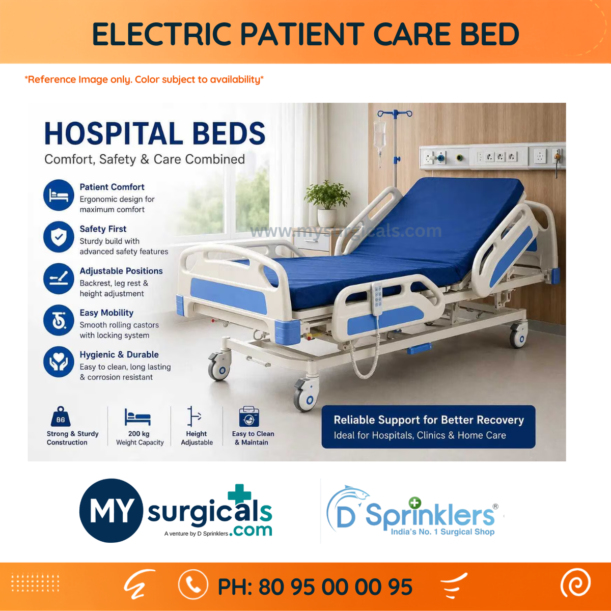 Electric Patient Care Bed for Enhanced Comfort