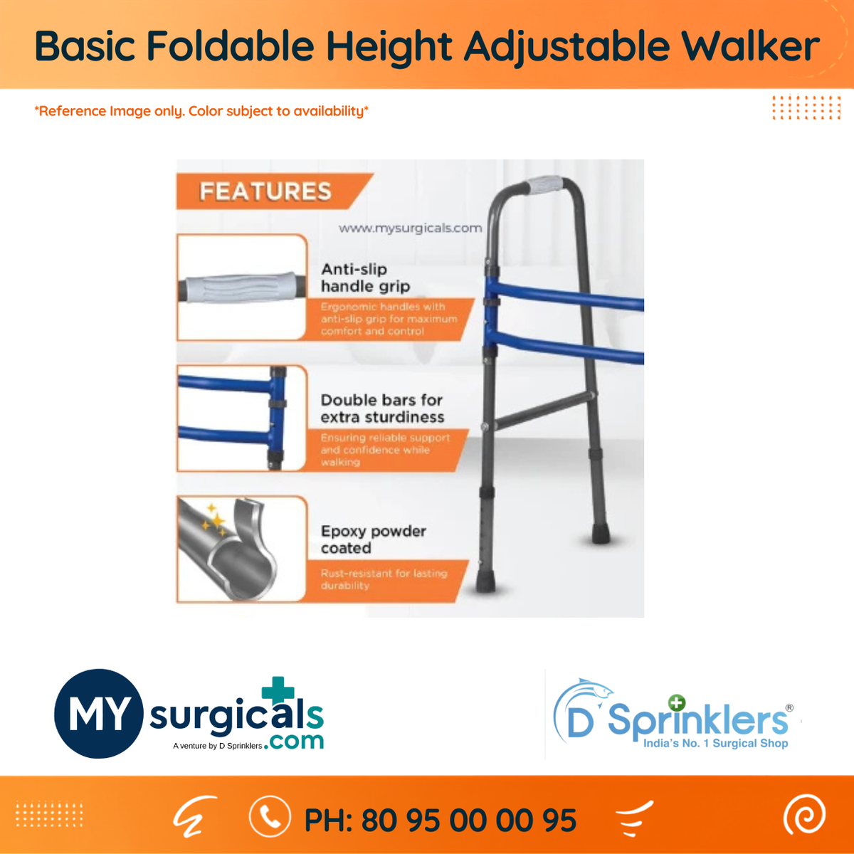 Basic Foldable Height Adjustable Walker