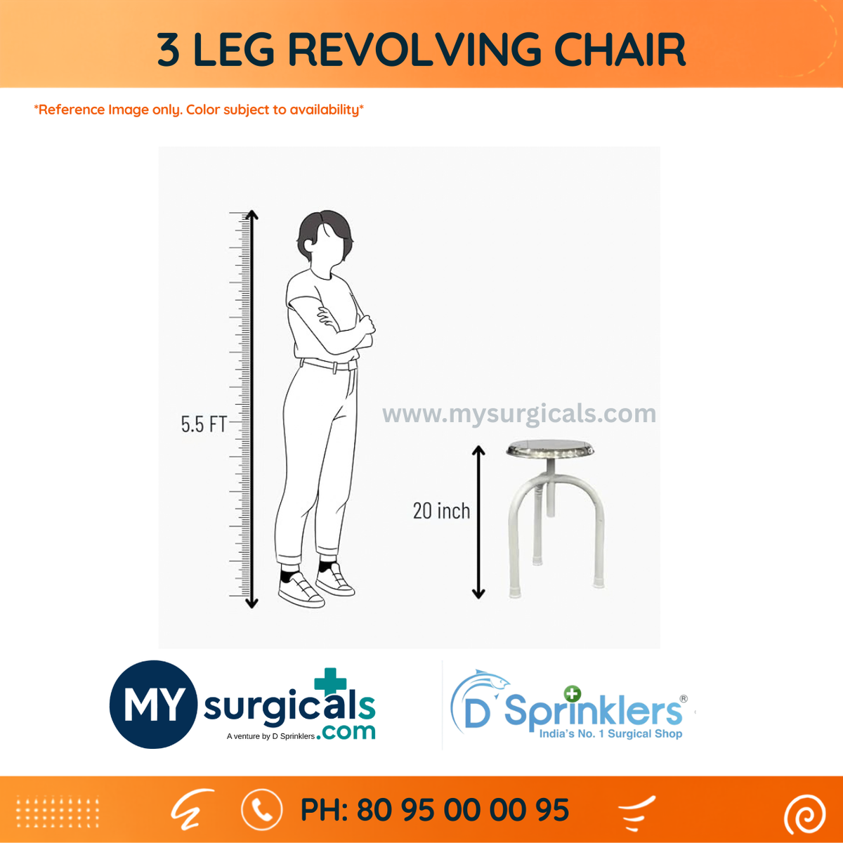 Three-Leg Revolving Chair for Comfortable Clinical Use