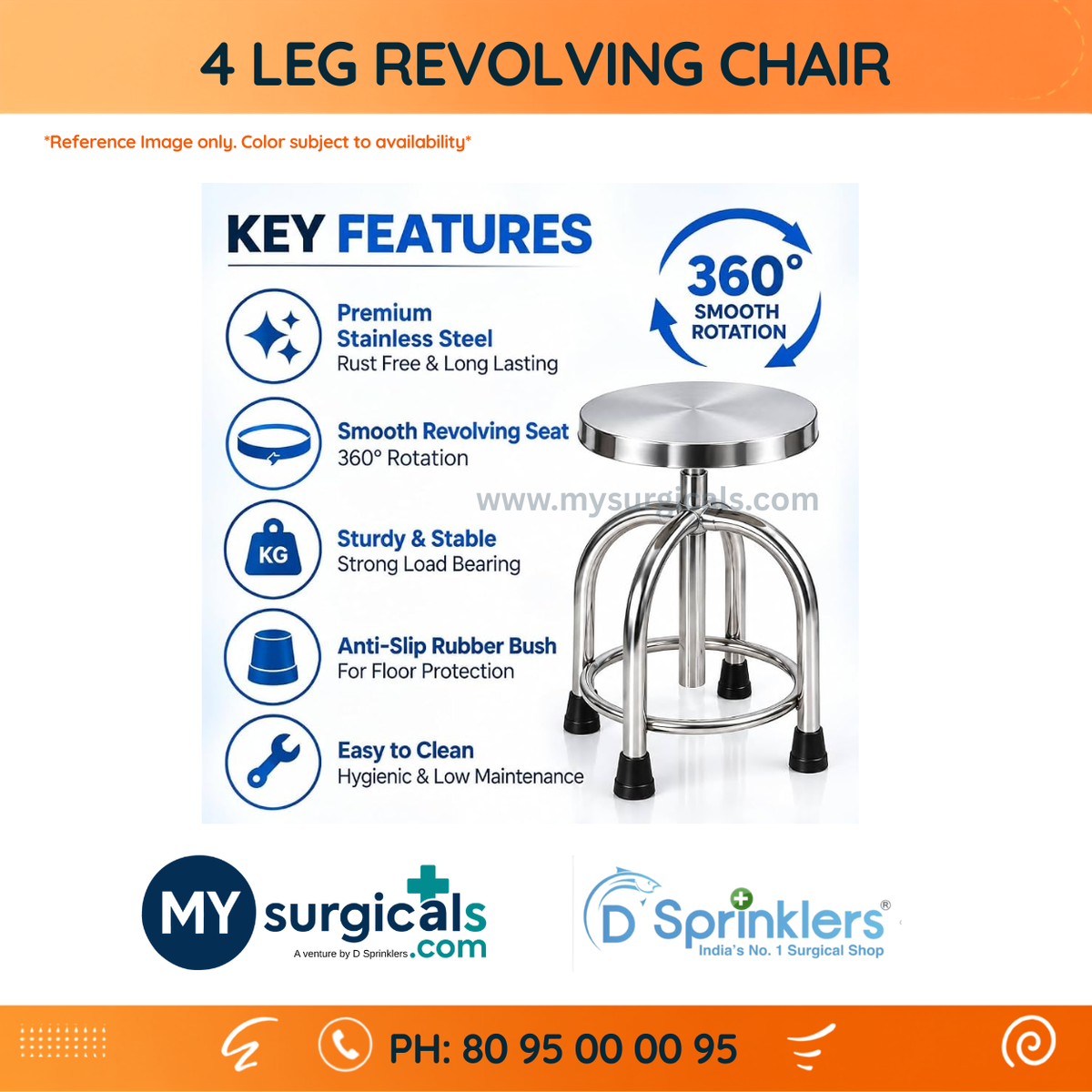 Four-Leg Revolving Chair for Comfortable Clinical Use