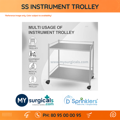 Stainless Steel Instrument Trolley for Efficient Clinical Care