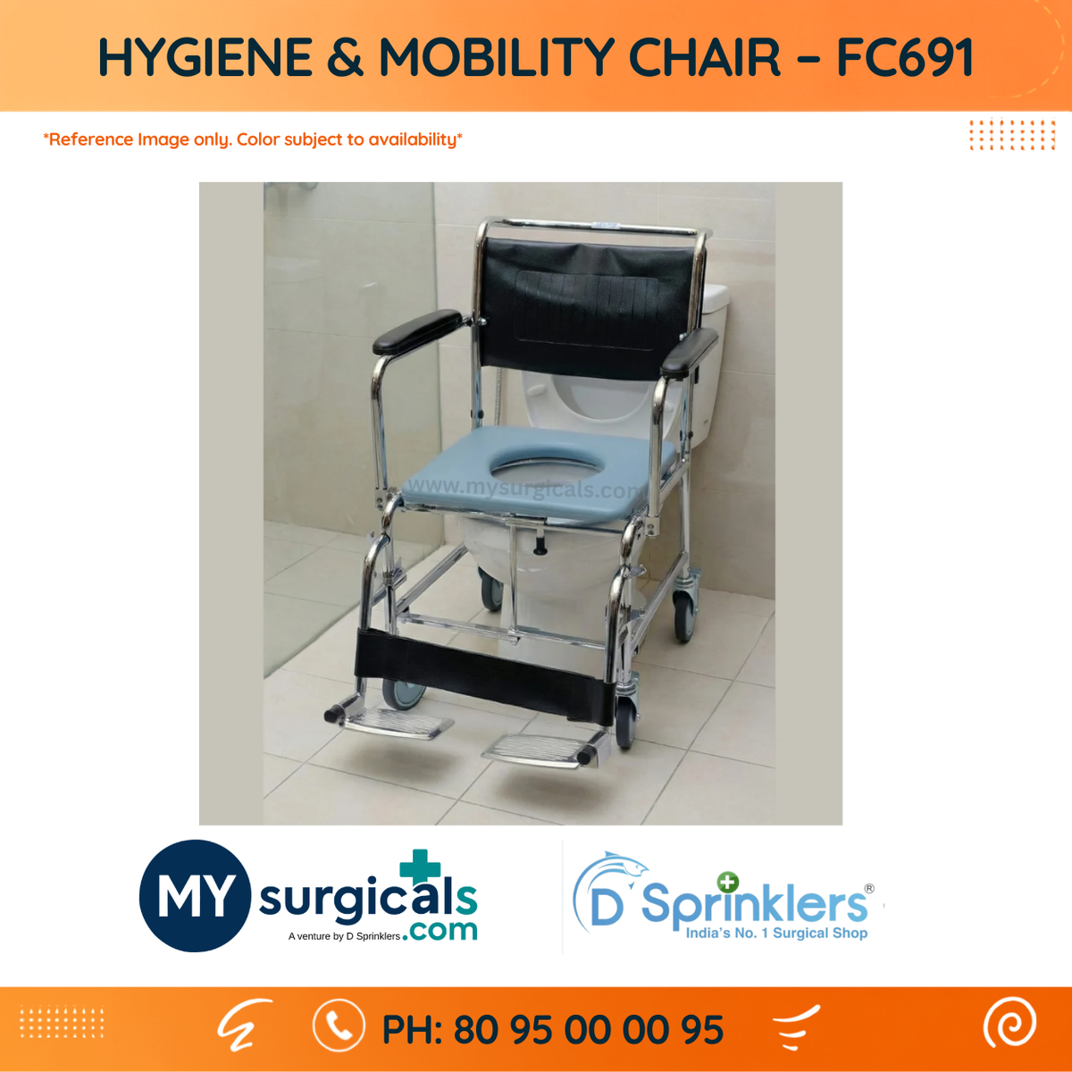 Hygiene & Mobility Wheelchair - Comfortable Commode Support for Daily Care