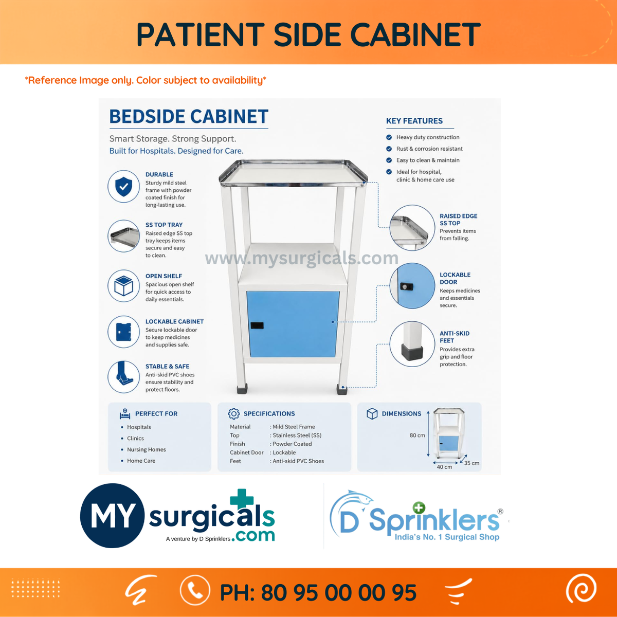 Patient Side Cabinet for Convenient Bedside Care