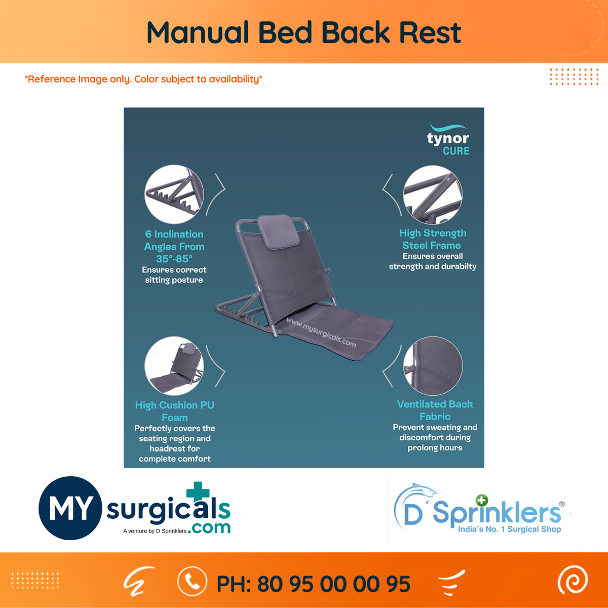 Comfortable Bed Back Support for Patients with Handle Option