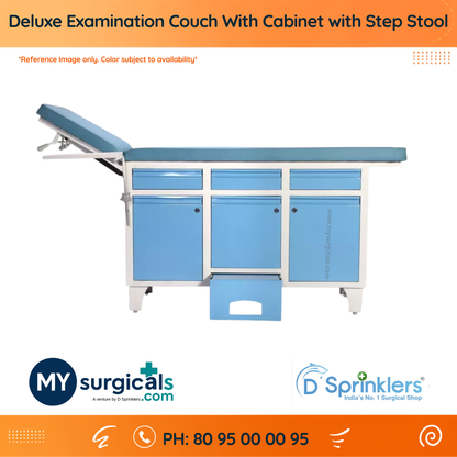 Examination Table Couch With Cabinet Deluxe with Step Stool