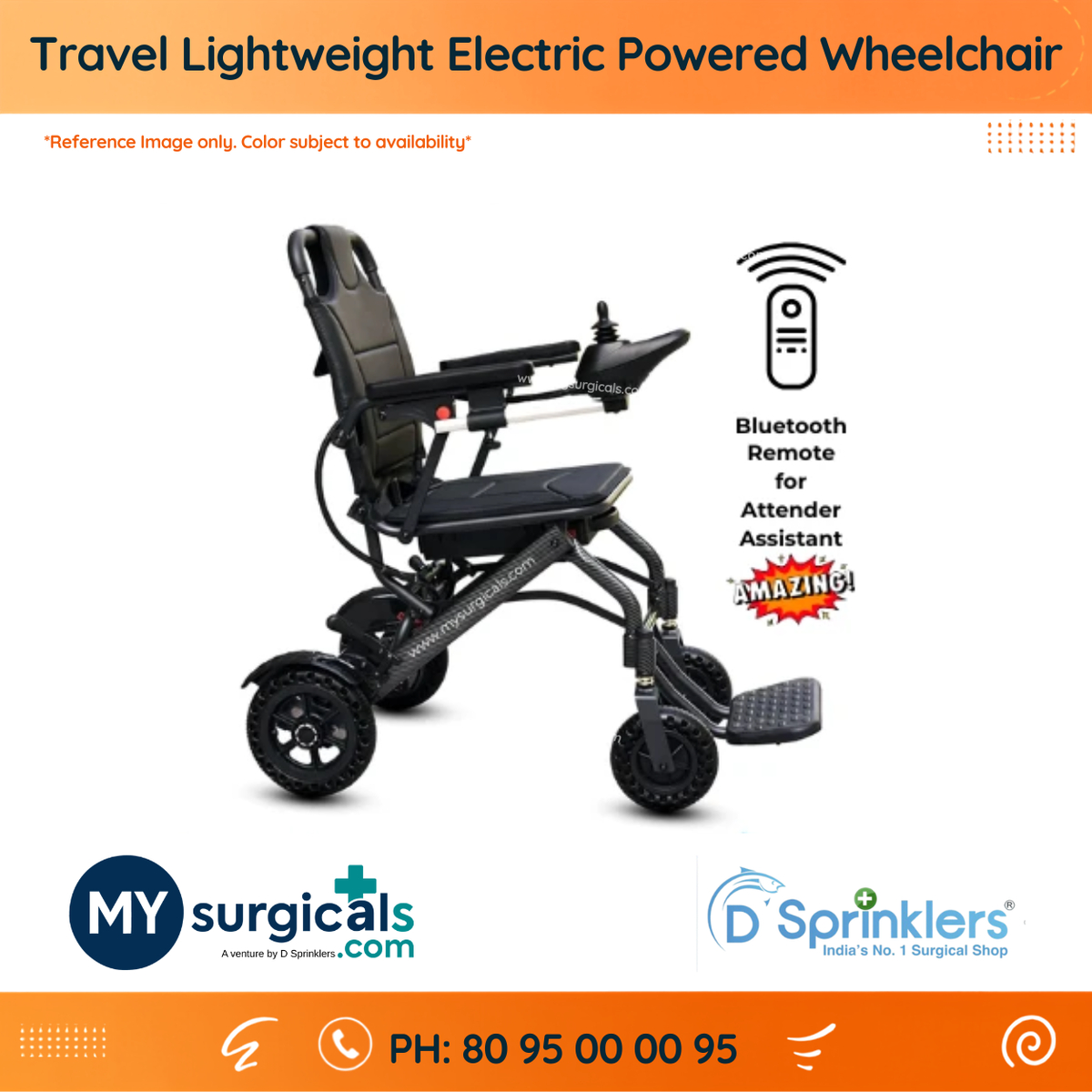 Light Travel Electric Battery Powered Wheelchair with Assistant Remote