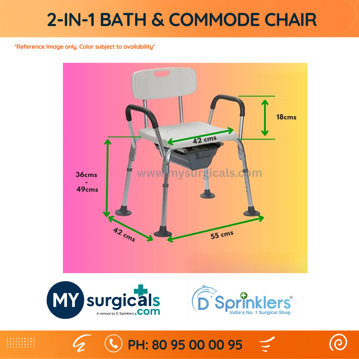 2-in-1 Bath & Commode Chair for Assisted Care