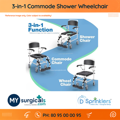 3-in-1 Commode Shower Wheelchair