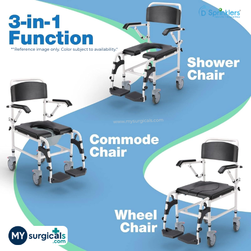 3-in-1 Commode Shower Wheelchair