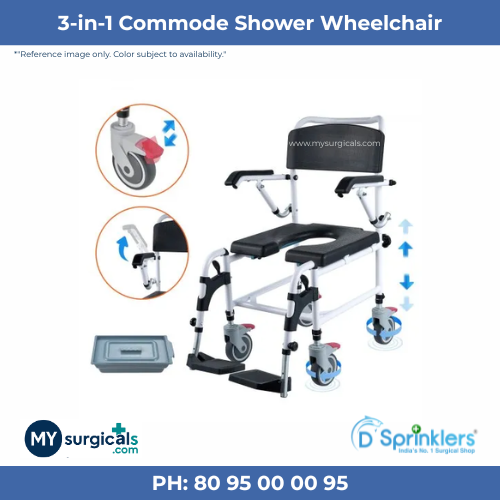 3-in-1 Commode Shower Wheelchair