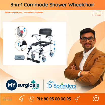 3-in-1 Commode Shower Wheelchair