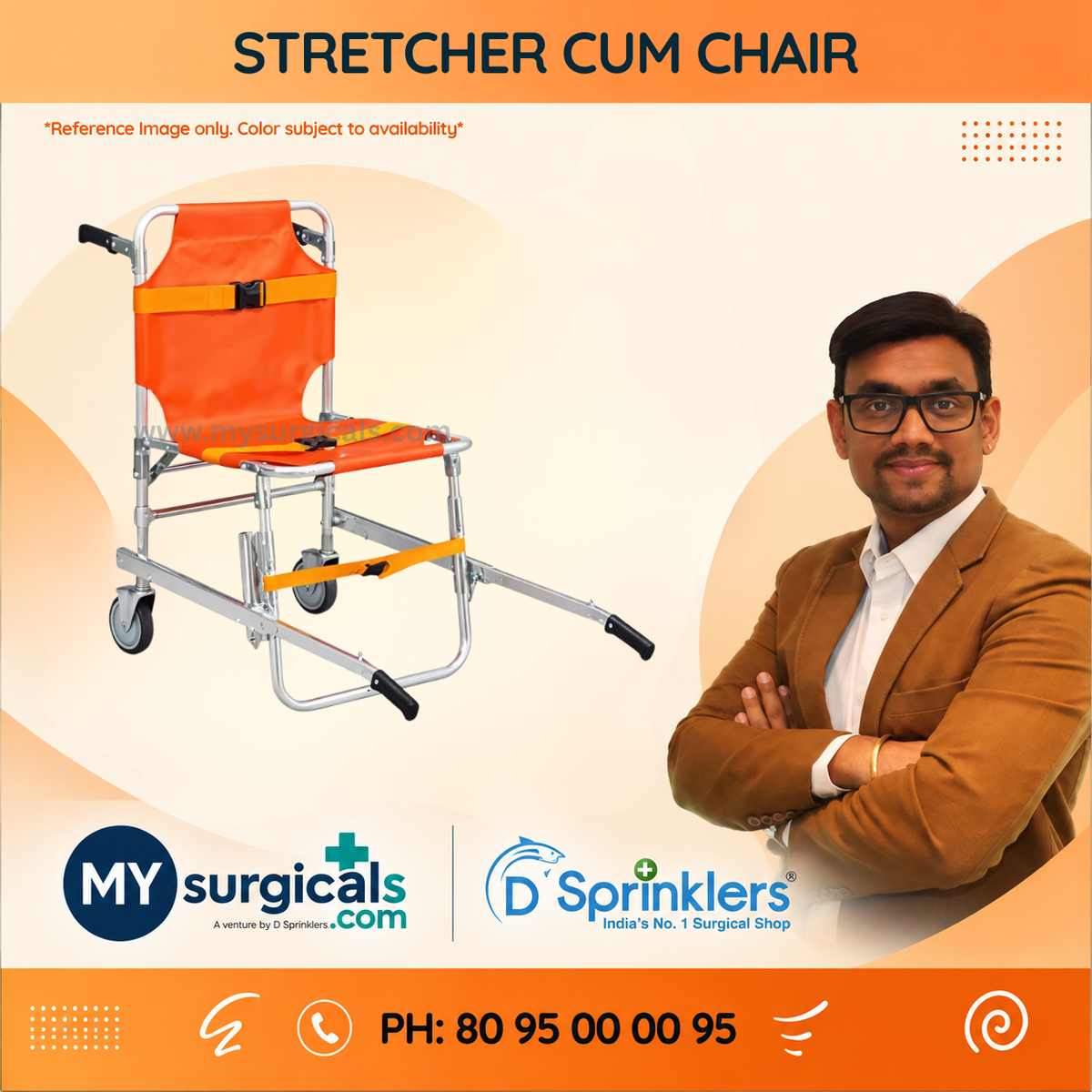 Emergency Stretcher Cum Chair for Patient Transport