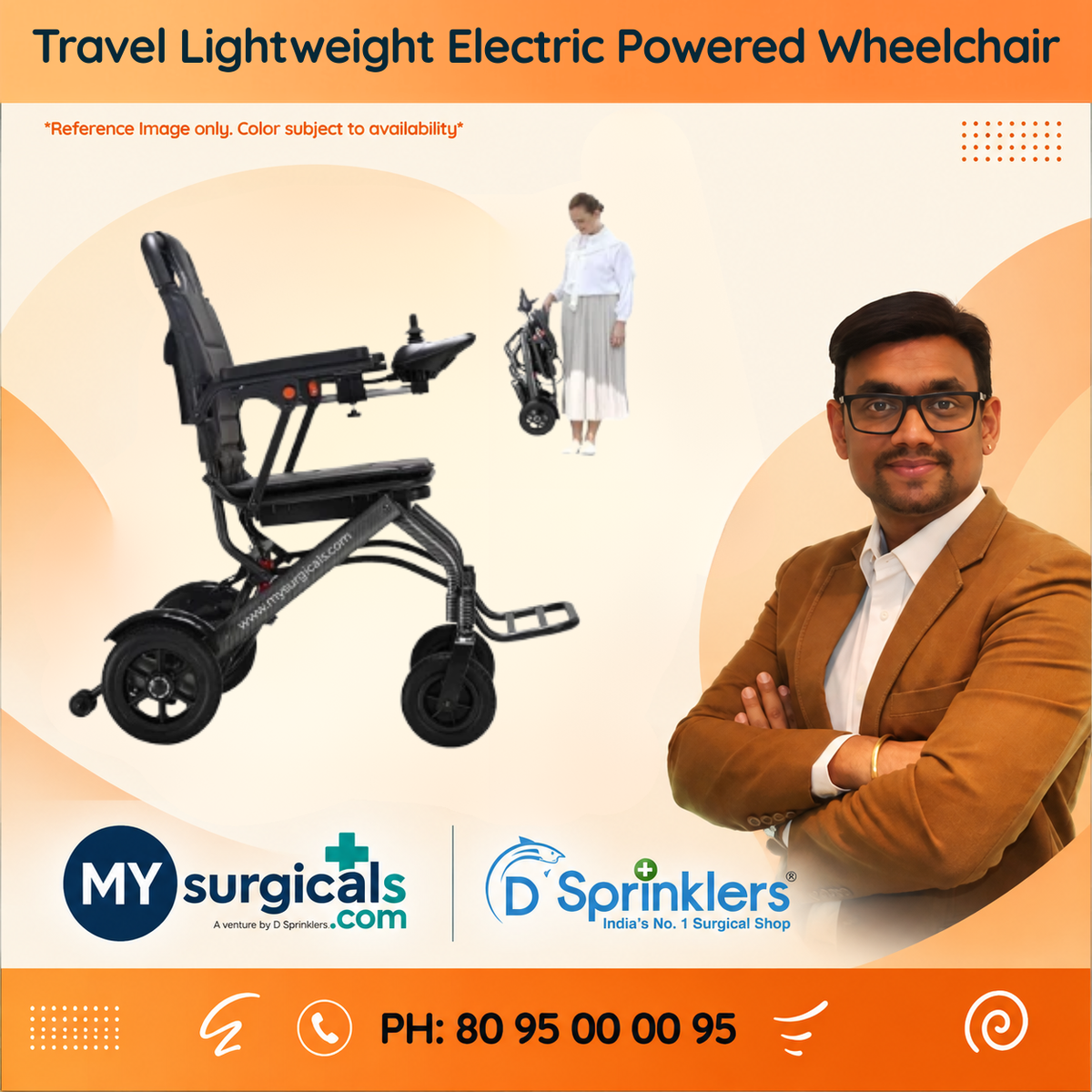 Light Travel Electric Battery Powered Wheelchair with Assistant Remote