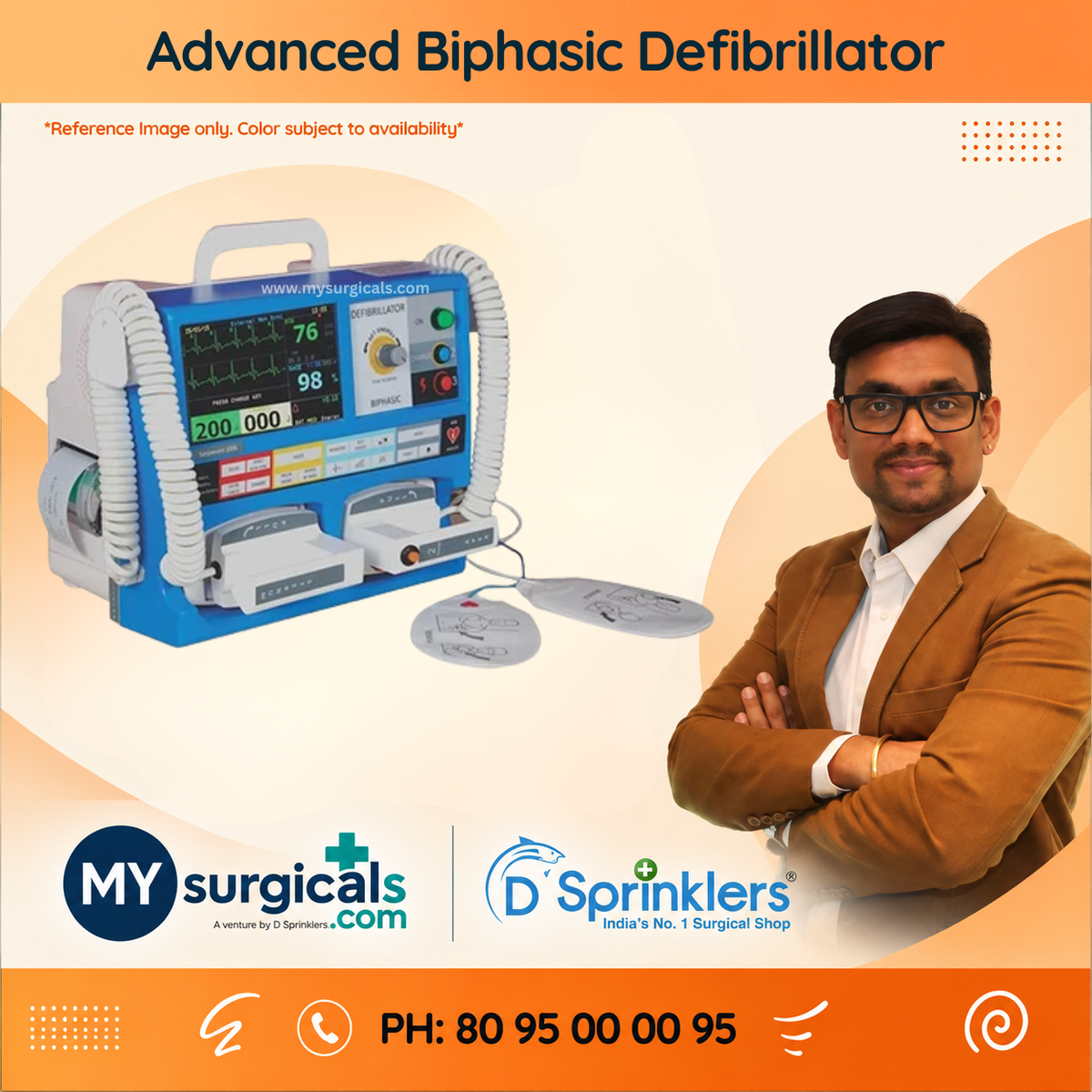 Advanced Biphasic Defibrillator with AED, Monitoring &amp; Printer