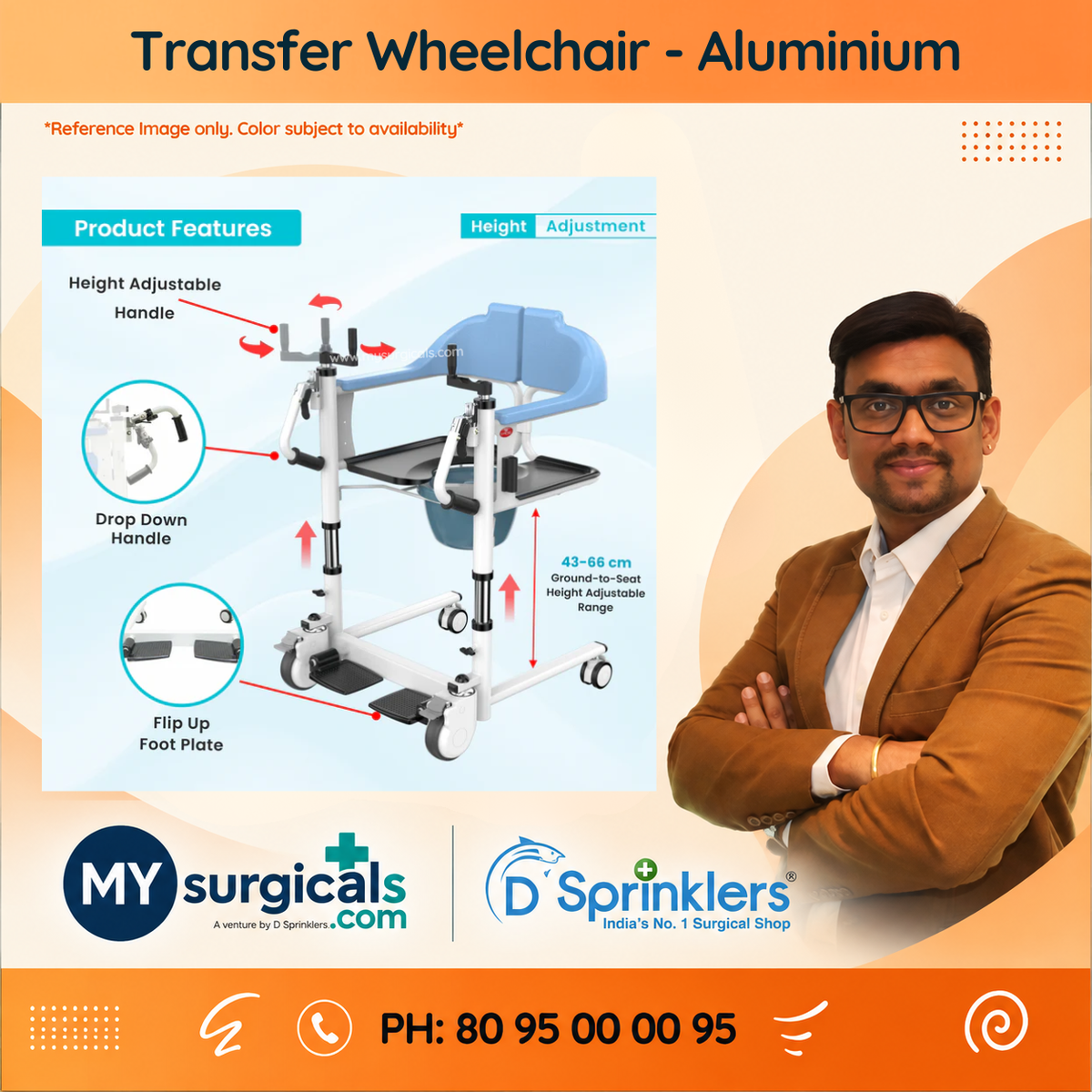 Transfer Wheelchair - Aluminium