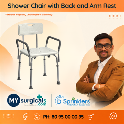 Shower Chair Bath Seat with Padded Armrests Back Support