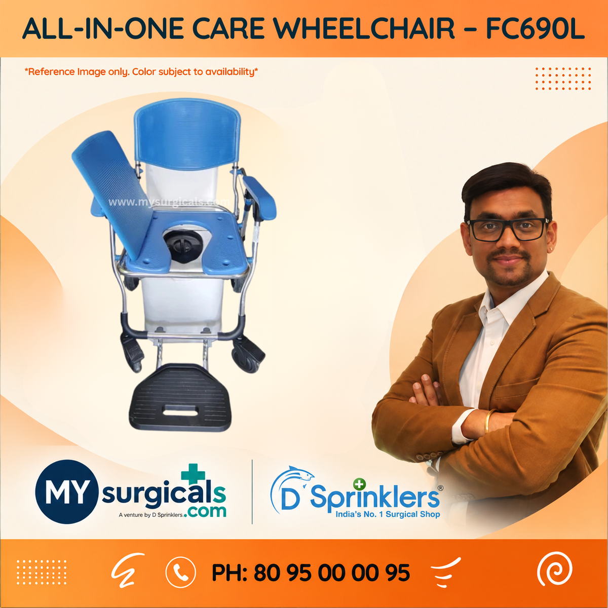 Mobility & Commode Support Wheelchair for Daily Care