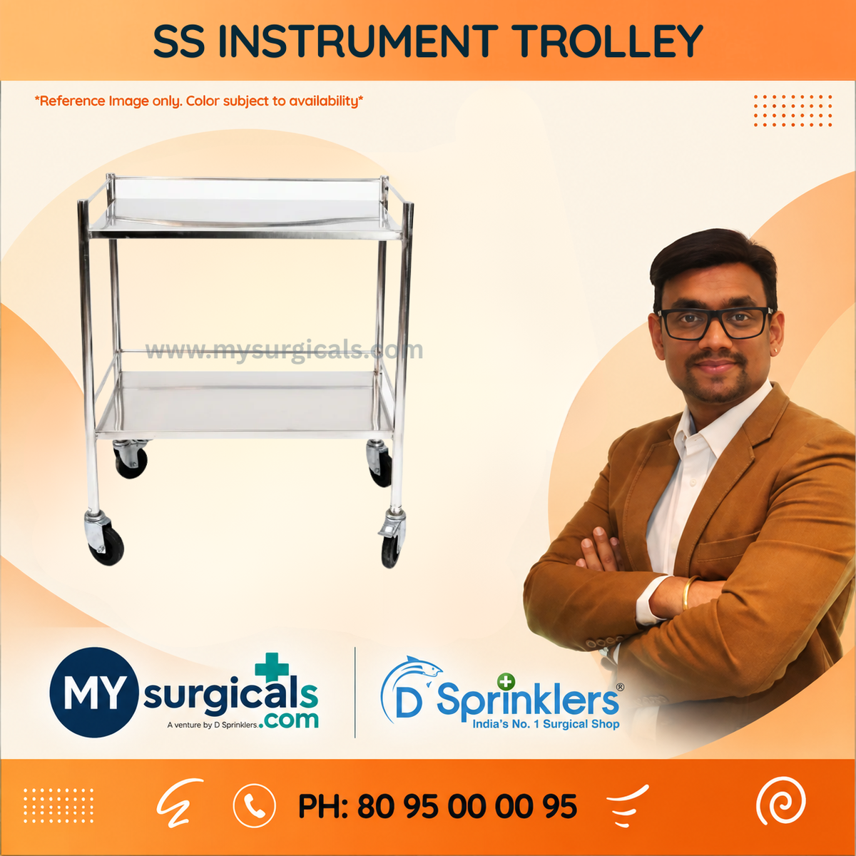 Stainless Steel Instrument Trolley for Efficient Clinical Care
