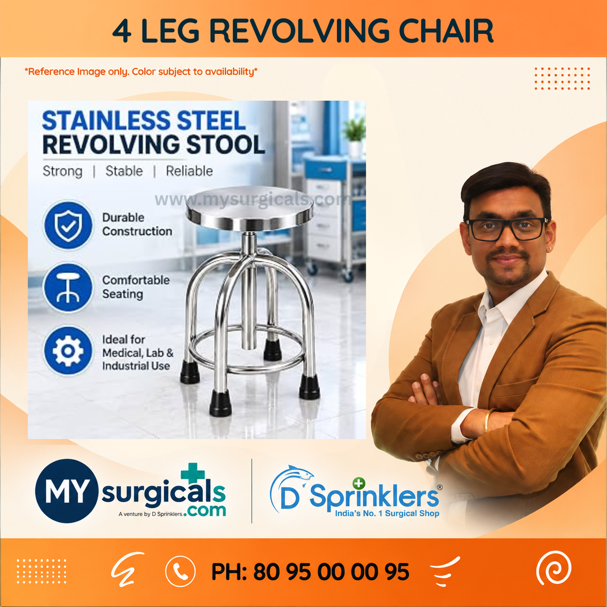 Four-Leg Revolving Chair for Comfortable Clinical Use