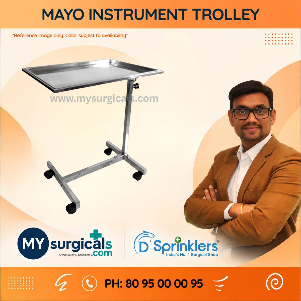 Mayo Instrument Trolley for Clinical Procedures