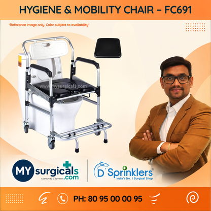 Hygiene & Mobility Wheelchair - Comfortable Commode Support for Daily Care