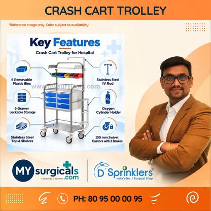 Emergency Crash Cart Trolley for Critical Care