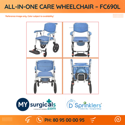 Mobility & Commode Support Wheelchair for Daily Care