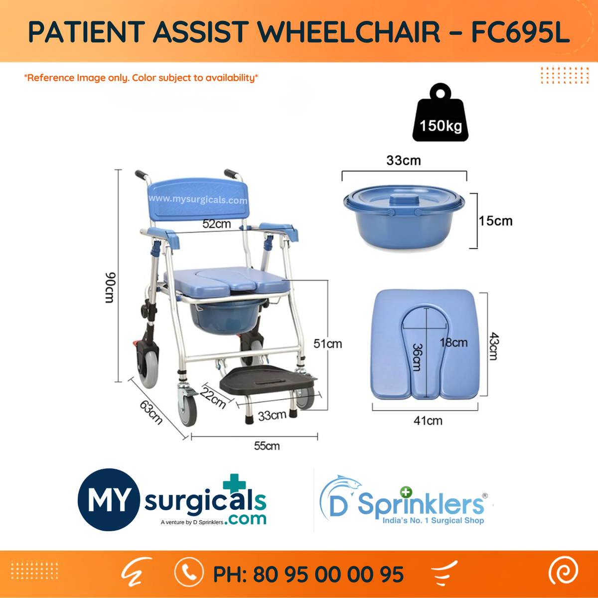 Patient Assist Wheelchair for Mobility & Personal Care