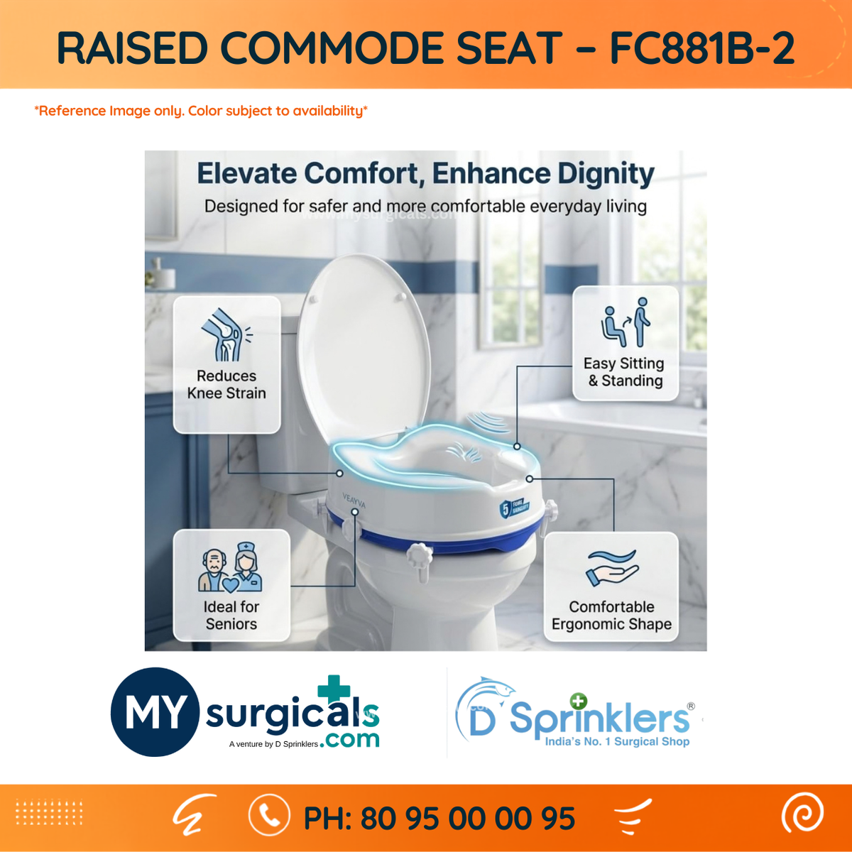 Raised Commode Seat for Comfortable Bathroom Support