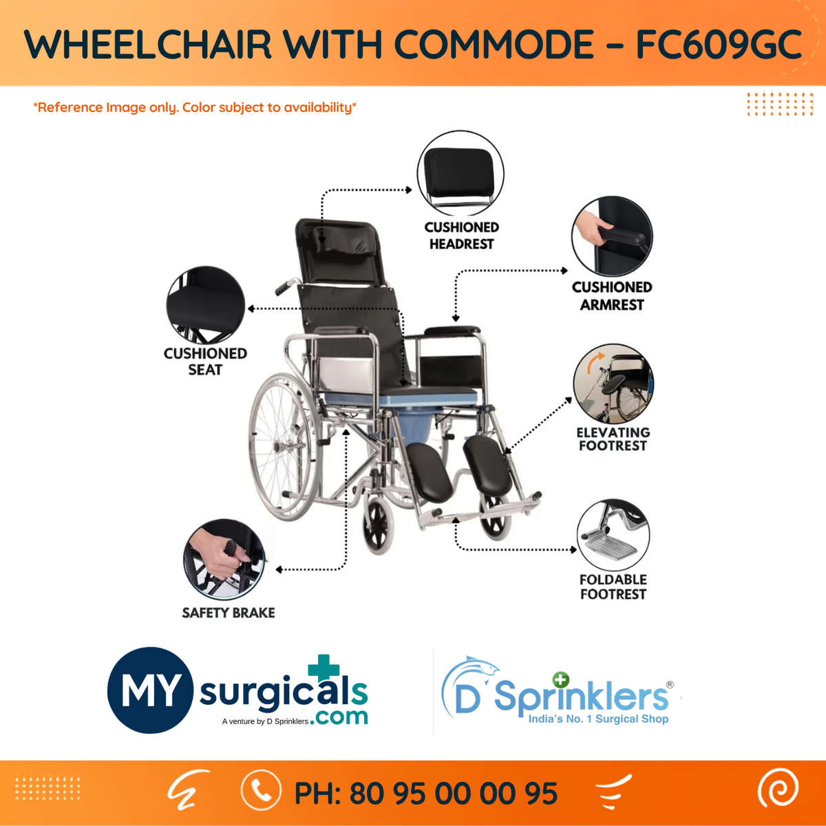 Multi-Function Commode Wheelchair - Mobility & Personal Care Solution