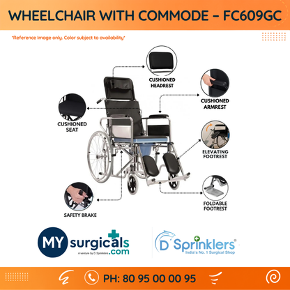 Multi-Function Commode Wheelchair - Mobility & Personal Care Solution